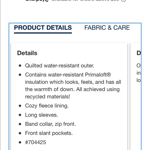 NWT GAP BLUE ColdControl Puffer Jacket LARGE - Picture 2 of 2